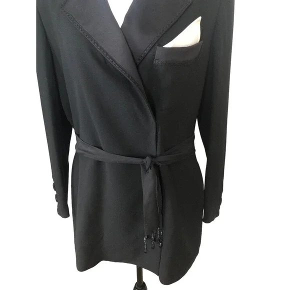 Vintage St John Griffith‎ Gray Black Wool Pocket Blazer Jacket Longline 8 NWT - Picture 4 of 15
